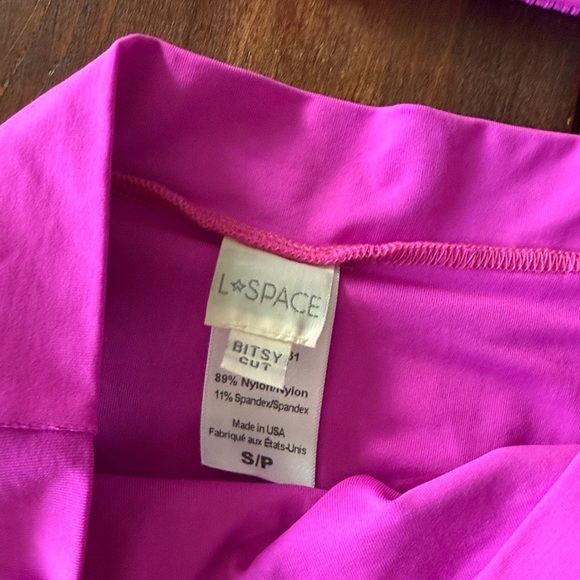 Vibrant Pink Ribbed L Space Bikini Set Size Small Bitsy Cut - Picture 2 of 5